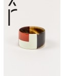 Gros bracelet laque bicolore brique et ivoire