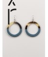 Gray-blue lacquered thin ring earrings