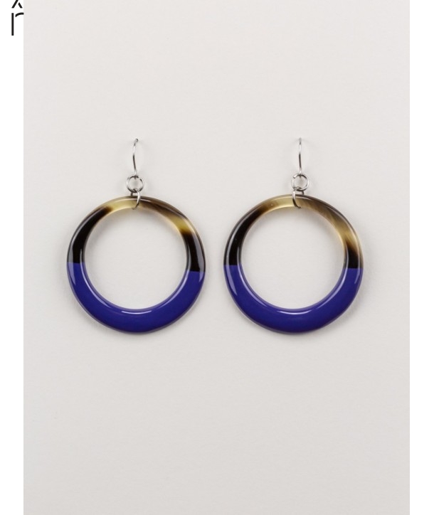 Indigo blue lacquered thin ring earrings