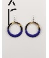 Boucles d'oreilles anneau fin laqué bleu indigo