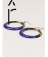 Indigo blue lacquered thin ring earrings