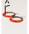 Orange lacquered thin ring earrings