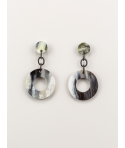 Boucles d'oreilles anneau large en corne noire marbrée
