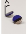 Indigo blue and cream coffee lacquered disc earrings