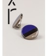 Indigo blue and cream coffee lacquered disc earrings