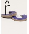 Indigo blue and coffe-cream lacquered open flat ring earrings