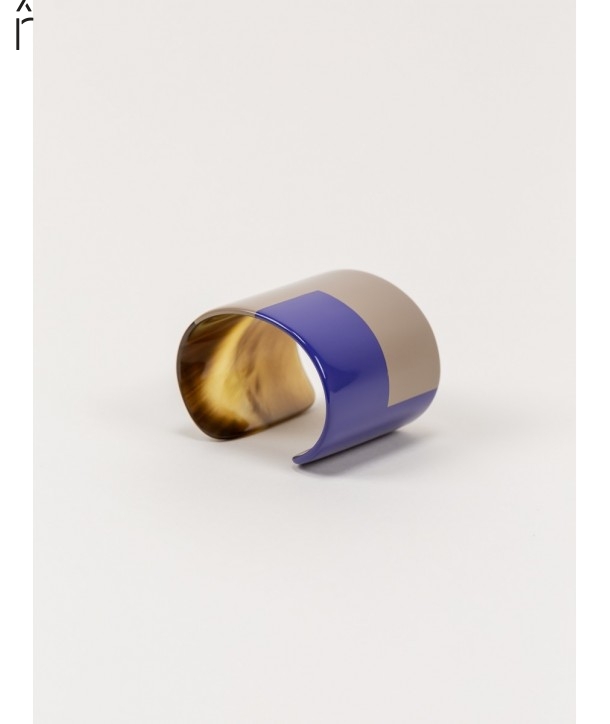 Indigo blue and cream coffee lacquered cuff