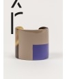 Indigo blue and cream coffee lacquered cuff