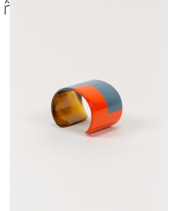 Orange and gray-blue lacquered cuff