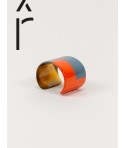 Orange and gray-blue lacquered cuff