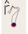 Astre" pendant in blond horn with orange and purple lacquer"