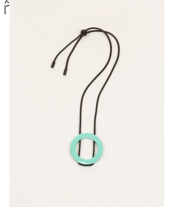 Couronne" pendant in wood and mint lacquer"