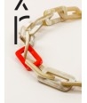 Tige" rectangular rings long necklace in blond horn with orange and mint green lacquer"