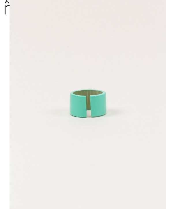 Bague Jonque en corne blonde avec laque menthe