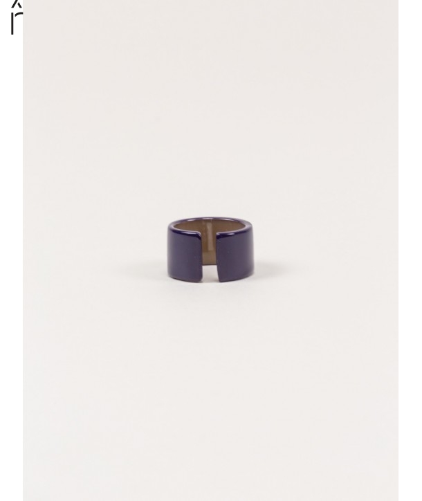 Bague Jonque en corne blonde avec laque violet