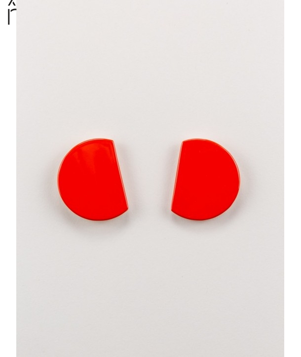 Rayon" earrings in blond horn and orange lacquer"