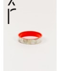 Bandeau" medium bracelet in blond horn and orange lacquer"