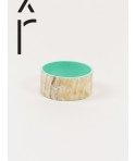 Bandeau" wide bracelet in blond horn and mint green lacquer"