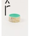 Bandeau" wide bracelet in blond horn and mint green lacquer"