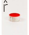 Bandeau" wide bracelet in blond horn and orange lacquer"