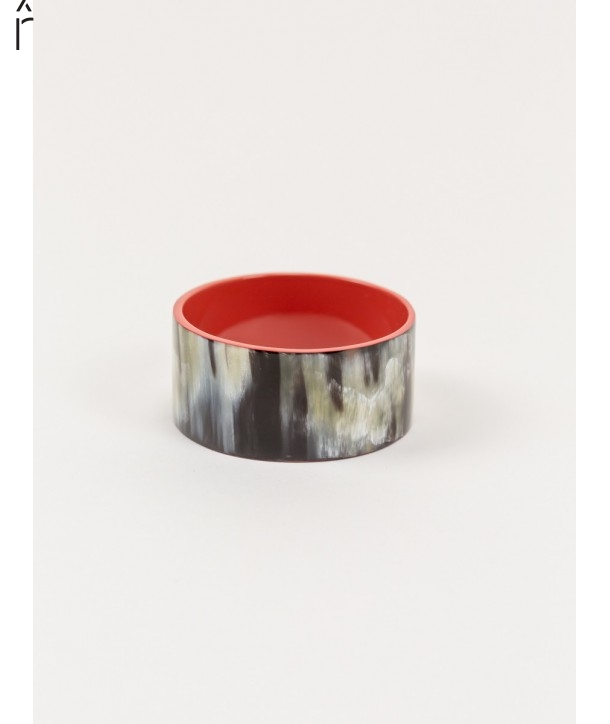 Bandeau wide bracelet in horn and brick lacquer