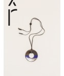 Pendentif anneau sabot de buffle et laque couleur indigo cafe crème