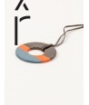 Pendentif anneau sabot de buffle et laque couleur orange gris