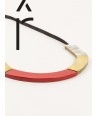 Short plates necklace in blond horn and brass with red lacquer