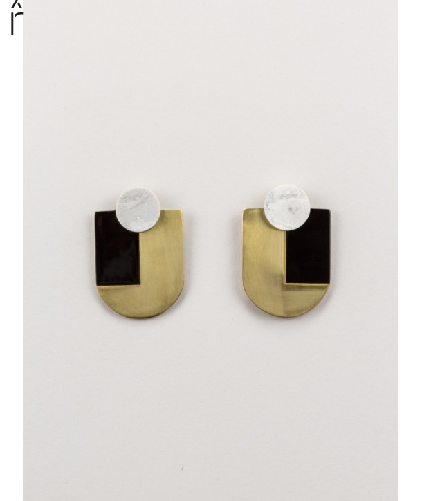 Stone & brass Ecu earrings