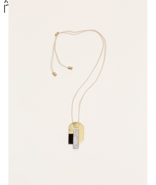 Stone & brass Air pendant