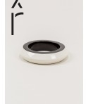 Black inside & white outside lacquered Saturne wood bracelet in Size S