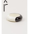 Black outside and white inside round lacquered wood bracelet in Size S