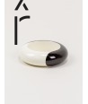 Black outside and white inside round lacquered wood bracelet in Size S