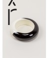 Black outside and white inside round lacquered wood bracelet in Size S