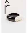 Round black inside and white outside lacquered wood bracelet in Size S