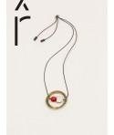 Abacus pendant in horn, brass and red lacquer