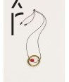 Abacus pendant in horn, brass and red lacquer