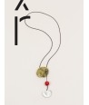 Mobile pendant in horn, brass and red lacquer