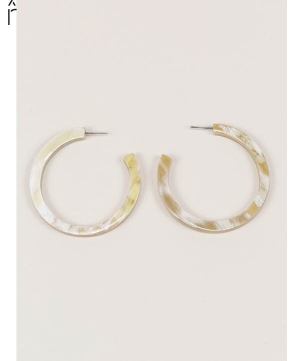 Earrings large round rings in white african horn