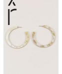Boucle d'oreille grands anneaux ronds bords droits en corne blonde Africaine