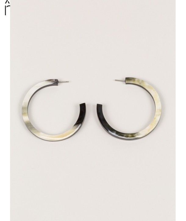 Earrings large round rings in black african horn