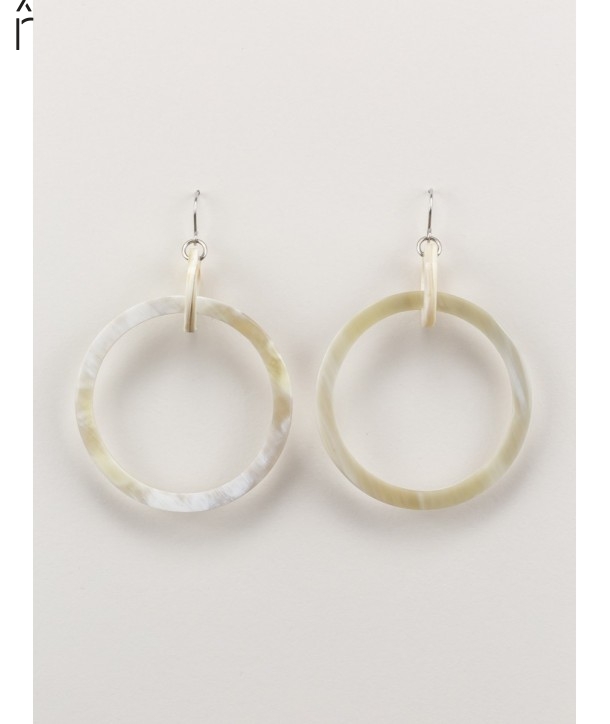 Big and small rings earrings in blond horn