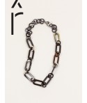 Collier anneaux épais ronds et ovales bords droits en corne noire Africaine