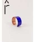 Hammered copper cuff bracelet with blue lacquer