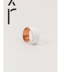 Hammered copper cuff bracelet with white lacquer