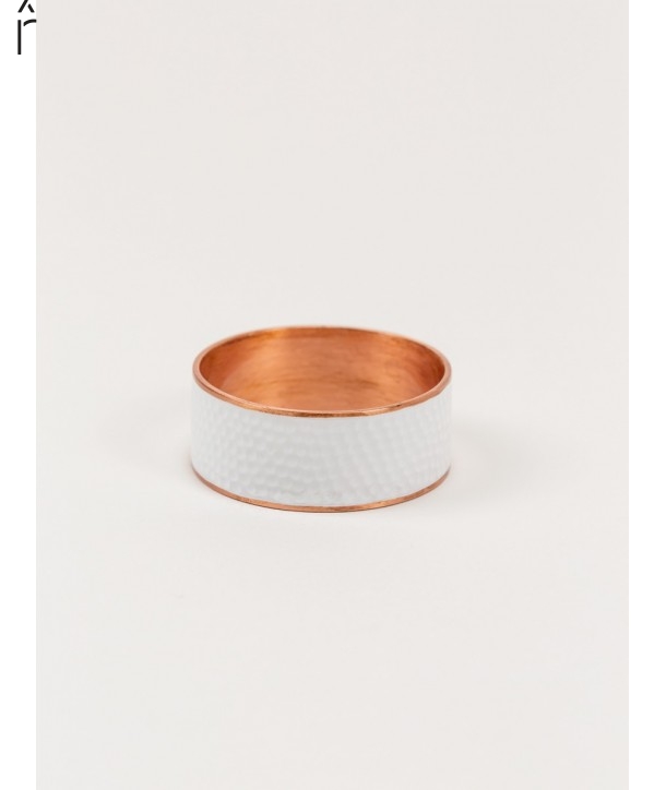 Hammered copper round bangle with white lacquer