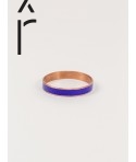 Hammered copper thin bangle with blue lacquer