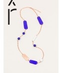 Collier en cuivre avec éléments laquées bleu et blanc