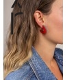 Orange and gray-blue lacquered open flat ring earrings