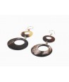 Pierced double-disc earrings in marbled black horn